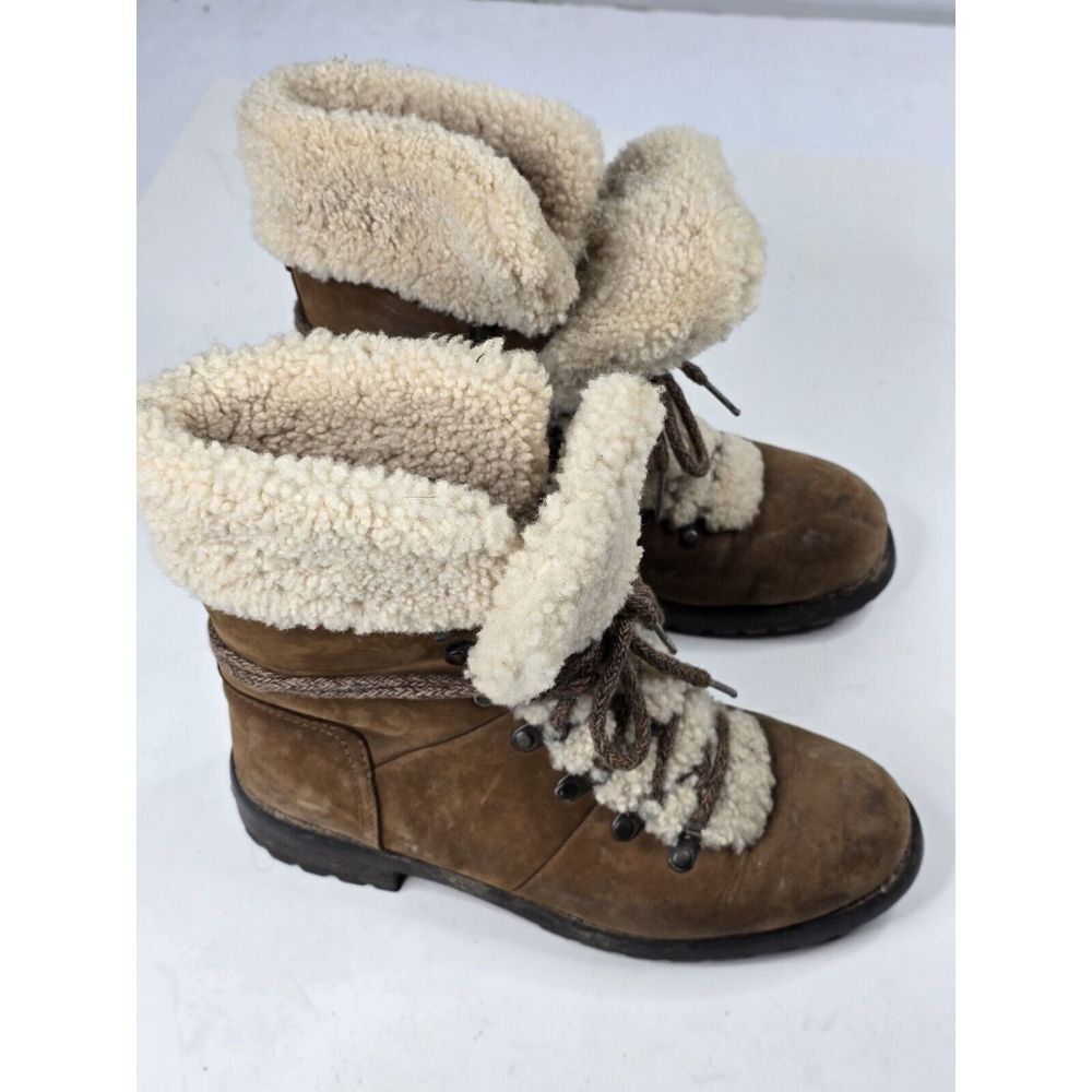 UGG Australia FRASER WOMEN'S SHORT BOOTS RUGGED LEATHER Brown 1018896 Sz US 9.5